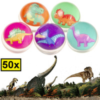 Decopatent Decopatent® Uitdeelcadeaus 50 STUKS Dino / Dinosaurus Stuiterballen Ø3.2 Cm - Traktatie Uitdeelcadeautjes voor kinderen - Speelgoed