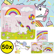 Decopatent Decopatent® Uitdeelcadeaus 50 STUKS Unicorn / Eenhoorn Puzzels - Traktatie Uitdeelcadeautjes voor kinderen - Speelgoed Traktaties