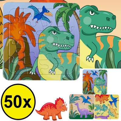 Decopatent Decopatent® Uitdeelcadeaus 50 STUKS Dinosaurus / Dino Puzzels - Traktatie Uitdeelcadeautjes voor kinderen - Speelgoed Traktaties