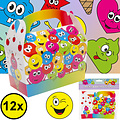 Decopatent Decopatent® Uitdeelcadeaus 12 STUKS Smiley Traktatie / Uitdeel Doosjes - Voor Traktatie Uitdeelcadeautjes voor kinderen - Menubox