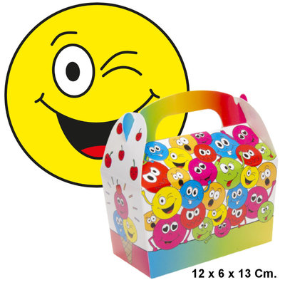 Decopatent Decopatent® Uitdeelcadeaus 12 STUKS Smiley Traktatie / Uitdeel Doosjes - Voor Traktatie Uitdeelcadeautjes voor kinderen - Menubox