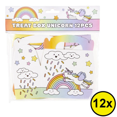 Decopatent Decopatent® Uitdeelcadeaus 12 STUKS Unicorn Traktatie / Uitdeel Doosjes - Voor Traktatie Uitdeelcadeautjes voor kinderen - Menubox