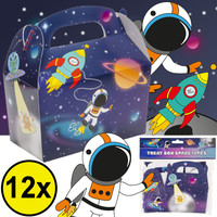 Decopatent Decopatent® Uitdeelcadeaus 12 STUKS Space Traktatie / Uitdeel Doosjes - Voor Traktatie Uitdeelcadeautjes voor kinderen - Menubox