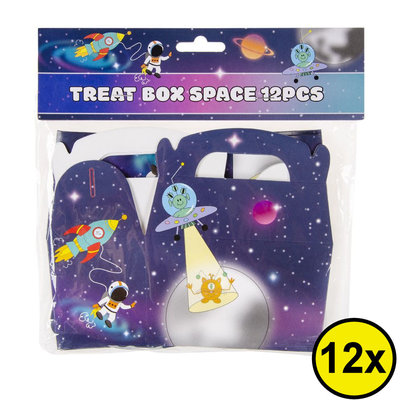 Decopatent Decopatent® Uitdeelcadeaus 12 STUKS Space Traktatie / Uitdeel Doosjes - Voor Traktatie Uitdeelcadeautjes voor kinderen - Menubox