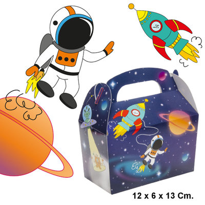 Decopatent Decopatent® Uitdeelcadeaus 12 STUKS Space Traktatie / Uitdeel Doosjes - Voor Traktatie Uitdeelcadeautjes voor kinderen - Menubox