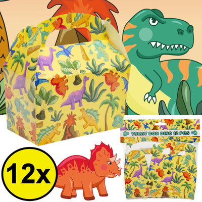 Decopatent Decopatent® Uitdeelcadeaus 12 STUKS Dinosaurus Traktatie / Uitdeel Doosjes - Voor Traktatie Uitdeelcadeautjes voor kinderen - Menubox