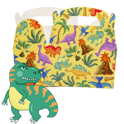 Decopatent Decopatent® Uitdeelcadeaus 12 STUKS Dinosaurus Traktatie / Uitdeel Doosjes - Voor Traktatie Uitdeelcadeautjes voor kinderen - Menubox