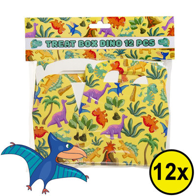 Decopatent Decopatent® Uitdeelcadeaus 12 STUKS Dinosaurus Traktatie / Uitdeel Doosjes - Voor Traktatie Uitdeelcadeautjes voor kinderen - Menubox