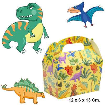 Decopatent Decopatent® Uitdeelcadeaus 12 STUKS Dinosaurus Traktatie / Uitdeel Doosjes - Voor Traktatie Uitdeelcadeautjes voor kinderen - Menubox