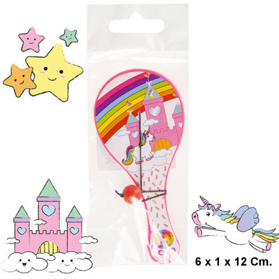 Decopatent Decopatent® Uitdeelcadeaus 48 STUKS Unicorn Paddle Bat Bal Spel met Elastiek - Speelgoed Traktatie Uitdeelcadeautjes voor kinderen