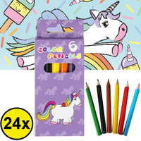 Decopatent Decopatent® Uitdeelcadeaus 24 STUKS 6-Delige Unicorn Kleurpotloodjes - Traktatie Uitdeelcadeautjes voor kinderen - Klein Speelgoed