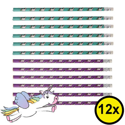 Decopatent Decopatent® Uitdeelcadeaus 12 STUKS Unicorn Potloden - Traktatie Uitdeelcadeautjes voor kinderen - Klein Speelgoed Traktaties