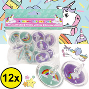 Decopatent Decopatent® Uitdeelcadeaus 12 STUKS Unicorn / Eenhoorn Tollen - Traktatie Uitdeelcadeautjes voor kinderen - Speelgoed Traktaties