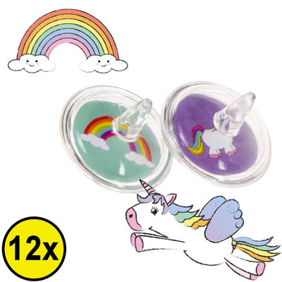 Decopatent Decopatent® Uitdeelcadeaus 12 STUKS Unicorn / Eenhoorn Tollen - Traktatie Uitdeelcadeautjes voor kinderen - Speelgoed Traktaties