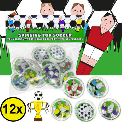 Decopatent Decopatent® Uitdeelcadeaus 12 STUKS Voetballers Tollen - Traktatie Uitdeelcadeautjes voor kinderen - Klein Speelgoed Traktaties tol