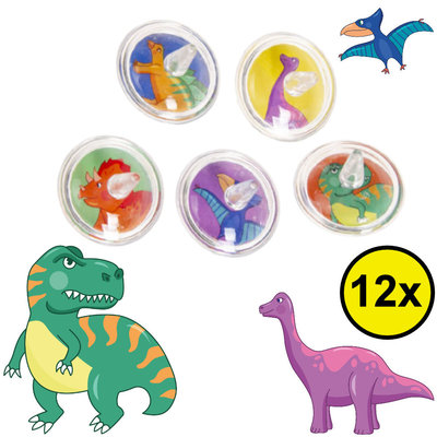 Decopatent Decopatent® Uitdeelcadeaus 12 STUKS Dinosaurus Tollen - Traktatie Uitdeelcadeautjes voor kinderen - Klein Speelgoed Traktaties tol