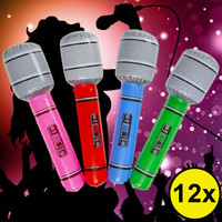 Decopatent Decopatent® Uitdeelcadeaus 12 STUKS Mix kleuren Opblaasbare Microfoon - Speelgoed Traktatie Uitdeelcadeautjes voor kinderen