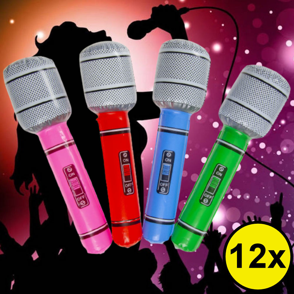 DECOPATENTDecopatent® 12 STUKS Mix kleuren Opblaasbare Microfoon - Traktatie Uitdeelcadeautjes kinderen Verkoop com