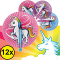 Decopatent Decopatent® Uitdeelcadeaus 12 STUKS Unicorn / Eenhoorn Hand Waaier - Handwaaier - Speelgoed Traktatie Uitdeelcadeautjes voor kinderen