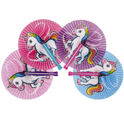 Decopatent Decopatent® Uitdeelcadeaus 12 STUKS Unicorn / Eenhoorn Hand Waaier - Handwaaier - Speelgoed Traktatie Uitdeelcadeautjes voor kinderen