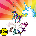 Decopatent Decopatent® Uitdeelcadeaus 12 STUKS Unicorn / Eenhoorn Sleutelhangers met Pailletjes - Speelgoed Traktatie Uitdeelcadeautjes voor kinderen
