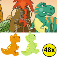 Decopatent Decopatent® Uitdeelcadeaus 48 STUKS Dinosaurus Sleutelhangers - Dino - Speelgoed Traktatie Uitdeelcadeautjes voor kinderen