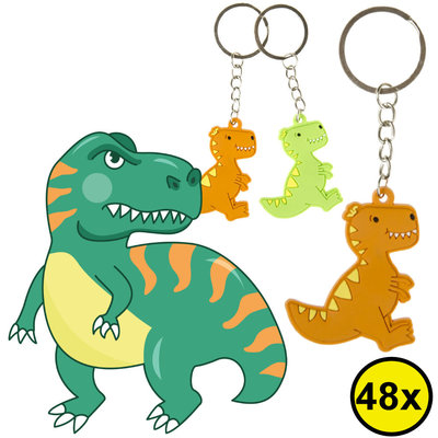 Decopatent Decopatent® Uitdeelcadeaus 48 STUKS Dinosaurus Sleutelhangers - Dino - Speelgoed Traktatie Uitdeelcadeautjes voor kinderen