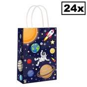 Henbrandt Decopatent® 24 STUKS Space / Ruimtevaart Traktatie Uitdeel papieren zakjes met handvat - Space Traktatiezakjes voor uitdeelcadeautjes