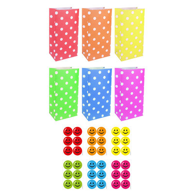 Henbrandt Decopatent® 24 STUKS Traktatie Uitdeel papieren zakjes - Inclusief Stickers - Mix Kleuren Traktatiezakjes voor uitdeelcadeautjes