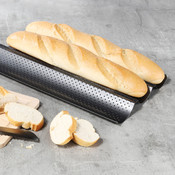 Decopatent Decopatent® Stokbroodvorm - Bakvorm voor Stokbrood - 3 rijen - Baguette bakvorm - Stokbroodvorm patisse - 38 x 24 x 2.5 Cm