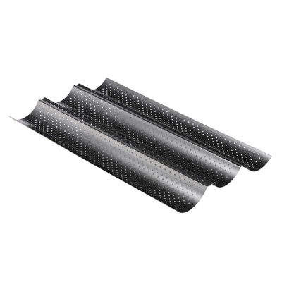 Decopatent Decopatent® Stokbroodvorm - Bakvorm voor Stokbrood - 3 rijen - Baguette bakvorm - Stokbroodvorm patisse - 38 x 24 x 2.5 Cm