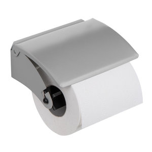 Decopatent Decopatent® Toiletrolhouder met Klep - Toilet rol houder voor wandmontage - Toilet / WC papier rolhouder met klep - wandmodel - Grijs