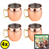 Decopatent Decopatent® 4 STUKS Moscow Mule beker - Set van 4 stuks - Koperen bekers - 500 ml - Cocktailbeker   - Mok voor Moscow Mule en cocktails - RVS