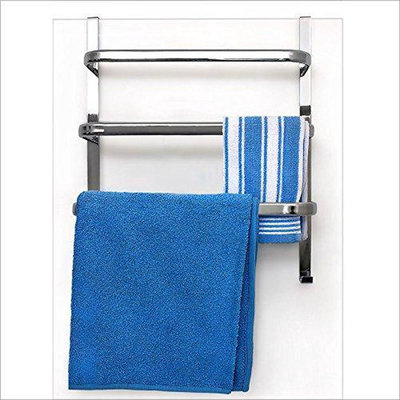 Decopatent Decopatent® Hangend Handdoekenrek voor aan de Deur - Voor 3 Handdoeken met 2 Ophanghaken - Hangende Handdoek Rek - Metaal - Afm 56 x 25 x 49 Cm.