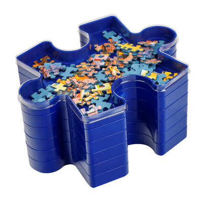Decopatent Decopatent® Puzzel sorteerbakjes - 6 Vaks - Puzzel sorteer bakjes - Stapelbaar - Puzzle Puzzelstukjes Bakjes - 21,5 x 16,5 x 10,8 Cm