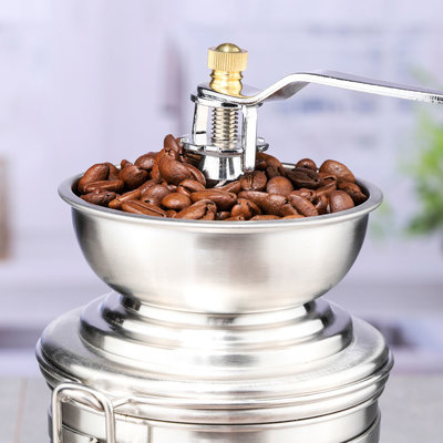 Decopatent Decopatent® Handmatige koffiemolen - Koffie Bonenmaler met verstelbare standen - Handkoffiemolen van sterk RVS - Koffiemaler met schijven