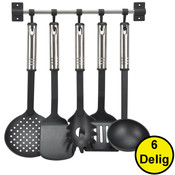 Decopatent Decopatent® Keukenset 6-delig - Kookgerei set Met wandstang - Keuken wandrek met Kookgerei