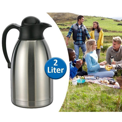 Decopatent Decopatent® RVS Thermoskan - 2 Liter - Isoleerkan Dubbelwandig - Thermoskan met Draaiknop - Koffiekan