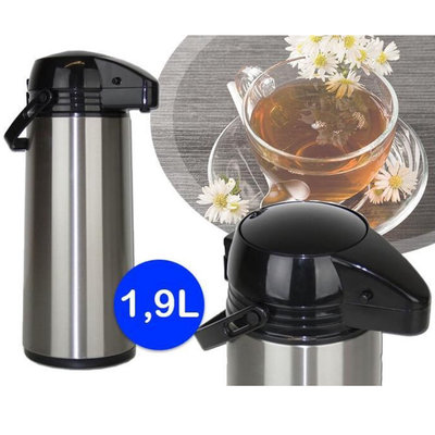 Decopatent Decopatent® RVS Thermoskan met Pomp - 1.9 Liter - Isoleerkan  - Thermoskan met Draaiknop - Koffiekan met Handvat - Pompkan - Airpot