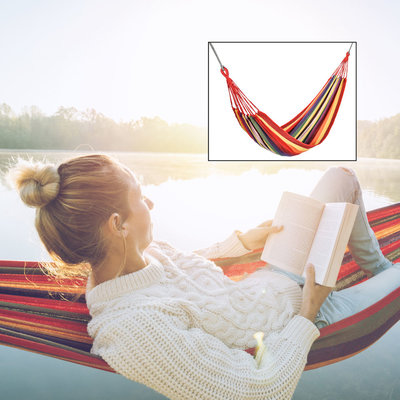 Decopatent Decopatent® Hangmat  - 1 Persoons Hangmat - Tot 120 KG - Katoen - 190 x 80 cm - Hamock - Incl. Draagtas