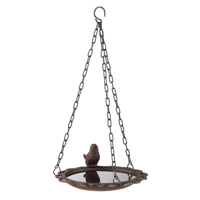 Decopatent Decopatent® Vogeldrinkschaal - Vogel Waterschaal - Gietijzeren - Vogelbad buiten - Hangende Vogelbadjes aan ketting.