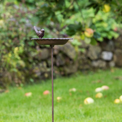 Decopatent Decopatent® Vogeldrinkschaal Staand op Paal - Vogel Waterschaal - Gietijzeren - Vogelbad buiten - Staande Vogelbadjes - Hoogte Ca. 79.5 Cm.