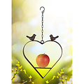 Decopatent Decopatent® Vogelvoerstation voor Appels - Vogelvoederhanger Hartvorm met 2 Vogels - Gietijzer - Hangende Vogel Appel hanger