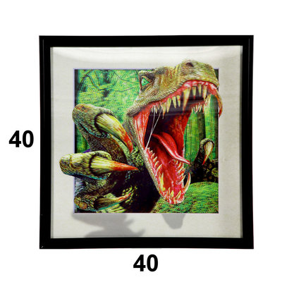 Decopatent Decopatent® 3D Dinosaurus Schilderij - Wanddecoratie - Dino - Woonkamer - Kinderkamer - 3D Schilderij - 42 x 42 x 2 Cm.