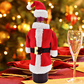 Decopatent Decopatent® 2-Delige Kerst Wijnfles pullover set - Kerstmis wijnfles hoes - Wijnfles Versiering - Wijn Kerstkostuum + Kerstmuts