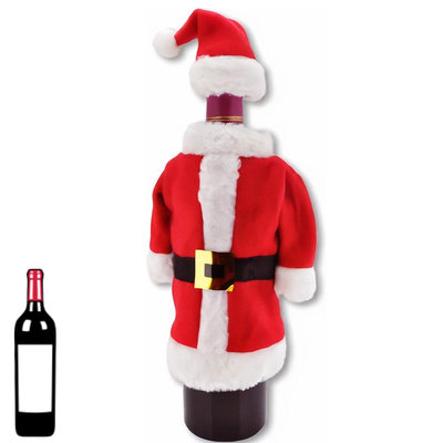 Decopatent Decopatent® 2-Delige Kerst Wijnfles pullover set - Kerstmis wijnfles hoes - Wijnfles Versiering - Wijn Kerstkostuum + Kerstmuts