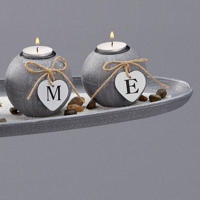 Decopatent Decopatent® Waxinehouders met 4 waxinelichten - Theelichthouder met 4 kaarsen - HOME -  MDF Candle Holder Set - 51 x 9 x 17.5 Cm.