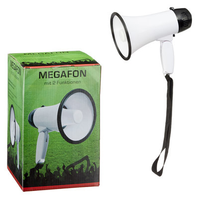 Decopatent Decopatent® Megaphone - Met Geluiden - Megafoon voor Sport Evenementen - 10 Watt - Met Ole Ole geluid - Afm. 14 x 14 x 22 Cm.