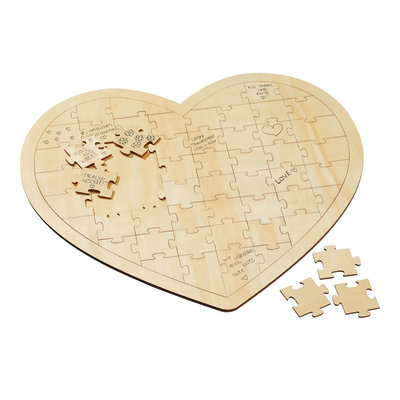 Decopatent Decopatent® Groot Houten Hart Puzzel - Harten puzzel huwelijk - Blanco puzzel - Hout - Gastenboek - Bruiloft - Trouwen - Kado / Cadeau