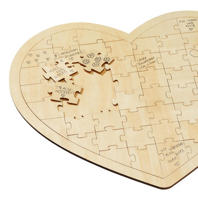 Decopatent Decopatent® Groot Houten Hart Puzzel - Harten puzzel huwelijk - Blanco puzzel - Hout - Gastenboek - Bruiloft - Trouwen - Kado / Cadeau